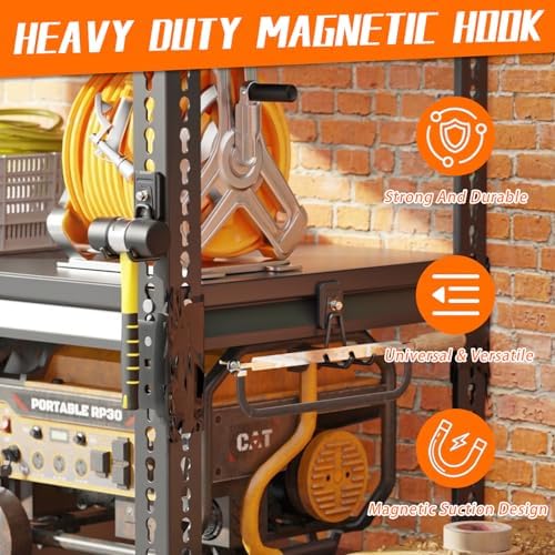 Heavy Duty Magnetic Garage Hooks,4 Pack Strong Large Magnet Hook for Power Drill,Garden Tools,Hose,Pegboard,Garage, Workshop,Magnetic Storage Hooks for Indoor Outdoor Hanging(Black) - Image 3