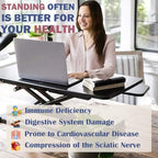 Standing Desk Converter 32" - Sit to Stand Desk Converter for Dual Monitors - Height Adjustable Desk Riser for Standing - Home Office & Corporate Use - Relieve Back Pain (Black) - Image 5