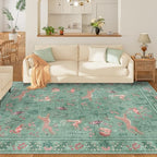 DUKINO 6x9 Area Rug, Washable Animal Living Room Rug Non Slip, Teal - Image 4