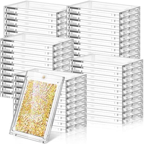 SATINIOR 60 Pcs Clear 100 Pt Magnetic Card Holders for Trading Cards by SATINIOR