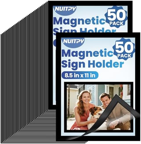 NUITPY 50 Pack Magnetic Sign Holder, 8.5in x 11in Magnetic Paper Holder by Unknown
