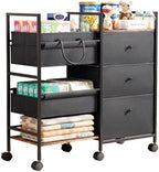 2in1 Baby Diaper Caddy Organizer and Storage Cart with Dividers and Drawers by BG-BABYGO