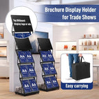 AmazingSpark Brochure Display Stand Foldable Magazine Rack Portable Double A4 Size Literature Brochure Holder Magazine Rack Metal 10 Pockets with Carrying Bag for Trade Show Exhibition Office (4-tier) - Image 5