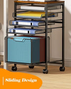 Feyejade Compact 5-Tier Rolling File Cart, Under Desk Metal Filing Cabinet - Image 4