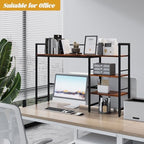 HavenlyYouth Desk Shelf, 45.4 Inch Wood Desk Organizer Shelf for Computer Monitor, Desk Hutch Storage, Desktop Shelf for Top of Desk, 3 Tier Desktop Bookshelf for Home Office Dorm, Rustic - Image 2