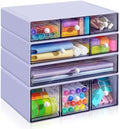 Desk Organizer with 9 Drawers, 4 Tiers Stackable Storage Drawers, Desktop Storage Box with Clear Drawers for Stationery, Makeup, Jewelry, Office and Craft Supplies (Purple) by Unknown