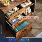 DEVAISE 3-Drawer Mobile File Cabinet, Lateral Filing Cabinet, Rustic Brown - Image 5