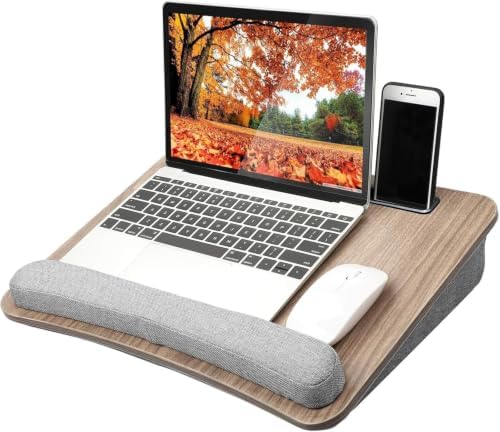 HUANUO Laptop Lap Desk with Cushion, Fit up to 15.6" Laptops, Woodgrain by HUANUO