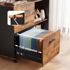 DEVAISE 3 Drawer Wood File Cabinet, Rolling Filing Cabinet with Open Storage Shelf, Printer Stand for Home Office Storage and Organization, Fits Letter/A4 Files (Rustic Brown, Wood) - Image 5