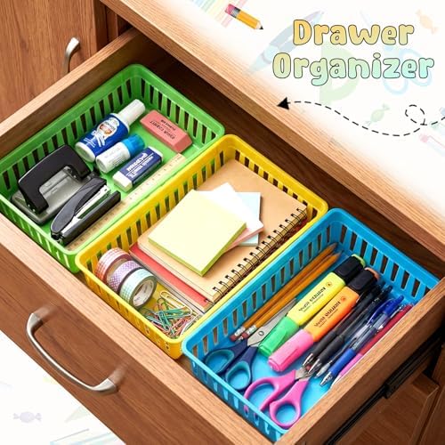 Wenqik Set of 12 Small Plastic Baskets for Organizing, Colorful - Image 5