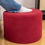Poofieotto Round Pouf Ottoman, Couch Foot Rest,Burgundy 20x14In by Poofieotto