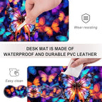 Mouse Pad,Large Desk Mat Set, 4in1 XL Mousepad + Keyboard Wrist Rest+Mouse Wrist Rest+Coaster with Ergonomic Desk Pad for Home Office Table Computer Cover -Colorful Butterfly - Image 3
