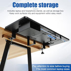 Novabright 30" x 12" Desk Extender Tray with Side Storage Rack Heavy Duty Desk Extender Under Desks Laptop Mount Keyboard Extenders for Desks with a Concealed Storage Area for Cable & Earphone (Black) - Image 4