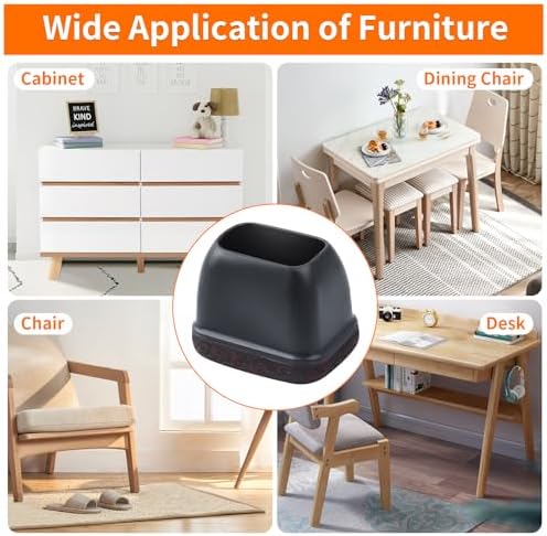 Ezprotekt 24 Pcs Rectangle Felt Chair Leg Floor Protectors for Hardwood Floors, Rectangle Black Silicone Furniture Pads Caps Covers for Chair Desk Table (Fit L :1.3-1.7", W: 0.6-0.9") - Image 6