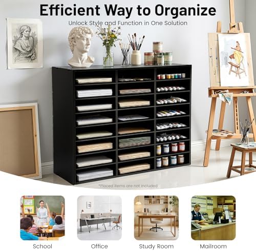 Literature Organizer, Desktop File Holder, 24 Compartment Paper Sorter, PVC Office Storage Rack, Large Capacity Document Display For School Classroom Reception, Removable Dividers 29x11.9x23.5in - Image 4