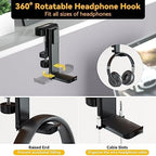 KDD Headphone Stand & Controller Holder & 4 in 1 Desk Cup Holder - Clamp on Under Desk Headphone Hanger - Image 5