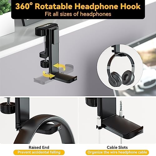 KDD Headphone Stand & Controller Holder & 4 in 1 Desk Cup Holder - Clamp on Under Desk Headphone Hanger - Image 5
