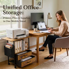 22" Large Printer Stand with 2 Drawers, Rolling Printer Table, File Cabinet - Image 4