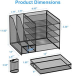 Lavatino Desk Organizer with File Holder, 5-Tier Paper Letter Tray Organizer with Sliding Drawer and 2 Pen Holder, Mesh Desktop File Organizer for Office Supplies (Black) - Image 6