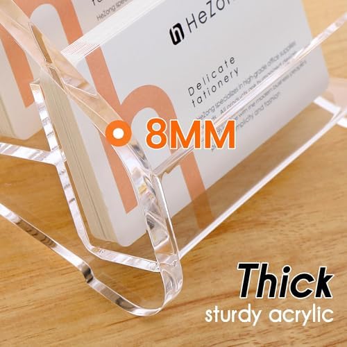 HeZone Business Card Holder for Desk Clear Acrylic Cards Stand Rack Multiple 8 slots 4 Tier, Business Card HolderDisplay for Women and Men Organize 400 Cards (8 Slots) - Image 5