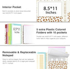 Ospelelf Clipboard with Storage 8.5 X 11，Padfolio Organizer, Spiral Portfolio Letter Size with Notepad, Pen Holder, 5 Extra Folder Divider Pages, Elastic Closure Nurse Office Essentials Leopard - Image 3