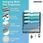 MHUD 5-Tier Wall File Organizer and Mail Organizer with 5 Hooks, 2 Pack - Image 3