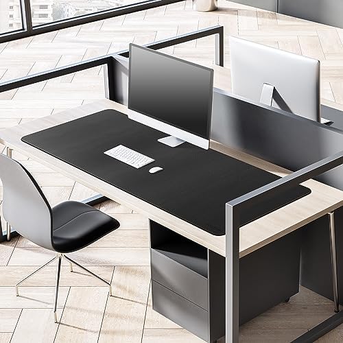 MAIDERN 51.2”x 19.6” Cork & Leather Desk Pad, Large Desk Mat (Black) - Image 4
