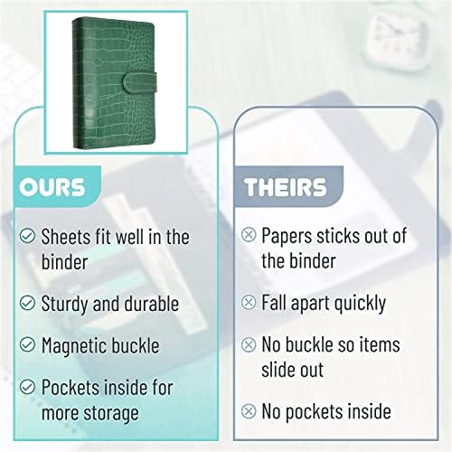 PU Leather Personal Notebook Planner with 80 Pages Loose-Leaf Papers 6 Holes Ring Binder Pen Holder Magnetic Buckle (Rainbow, A5 Mini) - Image 4