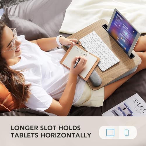 HUANUO Laptop Lap Desk with Cushion, Fit up to 15.6" Laptops, Woodgrain - Image 6