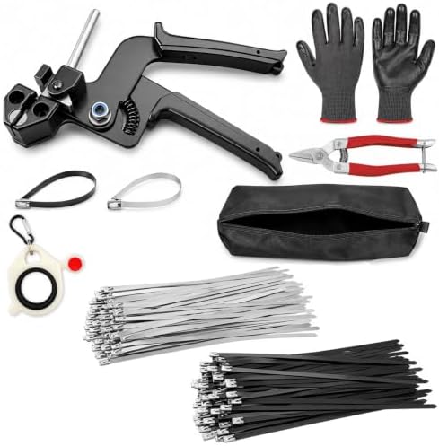 200 Pcs Metal Zip Ties Gun Kit, Heavy Duty Stainless Steel Zip Ties by PEGCRAF