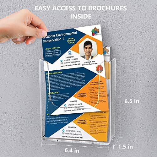 MaxGear Acrylic Brochure Holder Wall Mount, 6 Inch Wide, 3 Pack - Image 2