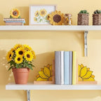 Maitys Sunflower Bookends Oak Base, Yellow for Desk Shelves - Image 6
