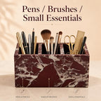Purple Red Marble 3-Compartment Pen Holder for Desk - Image 7