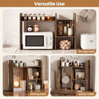 Tangkula Extendable Desktop Bookshelf, Dorm Desk Hutch, Rustic Brown - Image 4