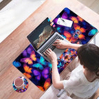 Mouse Pad,Large Desk Mat Set, 4in1 XL Mousepad + Keyboard Wrist Rest+Mouse Wrist Rest+Coaster with Ergonomic Desk Pad for Home Office Table Computer Cover -Colorful Butterfly - Image 7
