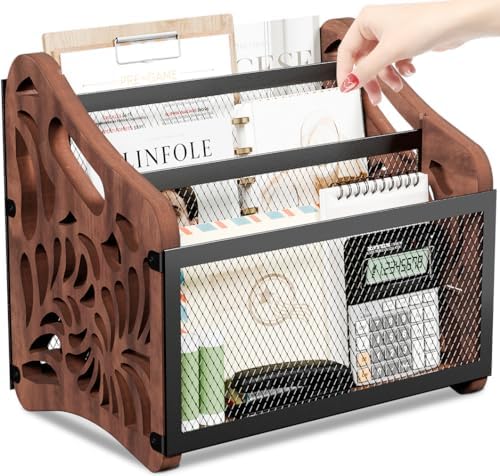 Wood Magazine Holder, 3-Compartment Magazine Rack Floor by QILICHZ