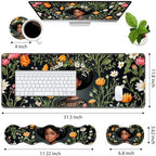 4 in 1 Ergonomic Memory Foam Mouse Pad Wrist Rest Set, Large XXL Gaming Desk Pad + Keyboard Wrist Rest + Mouse Wrist Cushion + Coaster for Home Office Study Gaming, African American Black Girl - Image 2