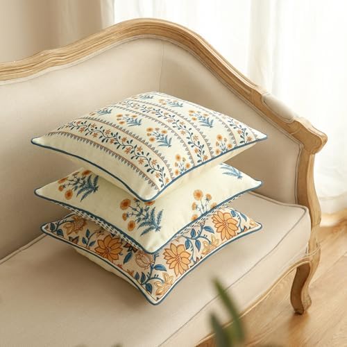 ISAENNE Linen Square Throw Pillow Cover,Set of 2,18"x18"-Estevan A - Image 6