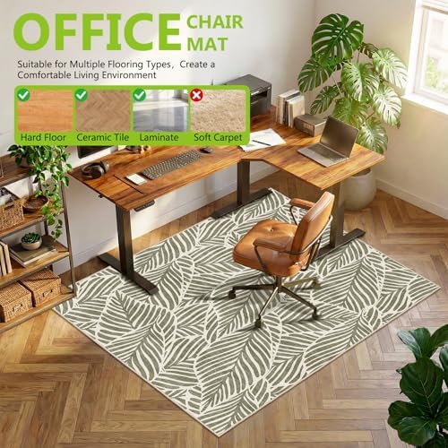 Office Chair Mat for Hardwood Floor & Tile Floor,36"x48"-Green Leaves - Image 3