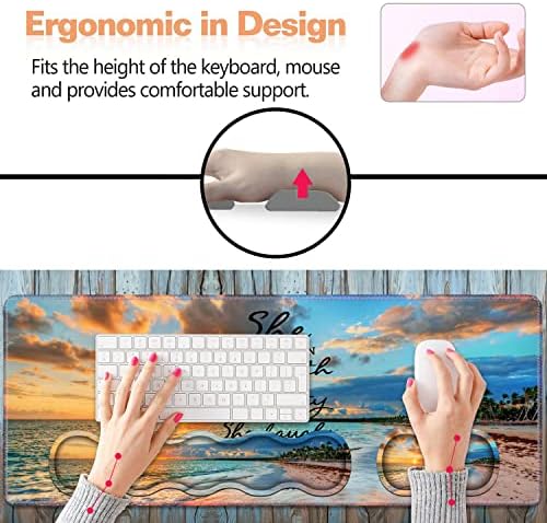 Ergonomic Keyboard Wrist Rest & Mouse Pad Wrist Rest Set, Large XXL Gaming Desk Mat 31.5"x 11.8", Non-Slip Base, Memory Foam, Easy Typing Pain Relief for Office & Home, Bible Verses Proverbs 31:25 - Image 6