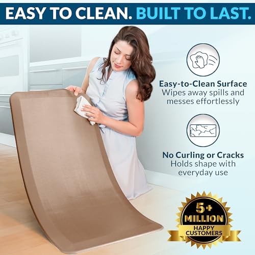 ComfiLife Anti Fatigue Floor Mat – 3/4 Inch Thick Kitchen Mats for Floor, Standing Desk Mat, Kitchen Rug – Comfort at Home, Office – Durable – Stain Resistant – Non-Slip Bottom (20" x 32", Beige) - Image 5
