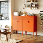 COFaR Orange Metal Storage Cabinet, 47”H Vibrant Coffee Bar & Buffet Sideboard with Adjustable Shelves, Fun Kitchen Organizer, Ventilated Steel Cabinet with Magnetic Doors for Dining Room, Office - Image 4