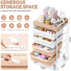 SYKIARIOL Rolling Craft Storage Cart with 4 Drawers,Kids Art Cart,Pearl - Image 2