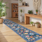 DUKINO 2x12 Washable Runner Rug, Non Slip Long Kitchen Runner Rug, Blue - Image 3