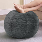 Hobestluk Stuffed Pouf Ottoman Footrest,Round Footstool,Handle,Small,Grey by YourHomeDeservesMore