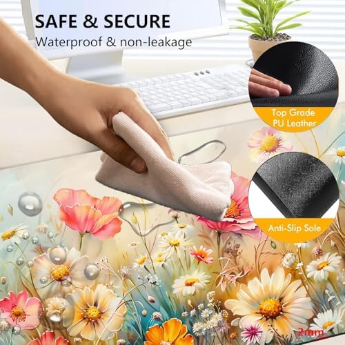 Heated Mouse Pad with 3 Levels Heated,Colorful Flowers - Image 4