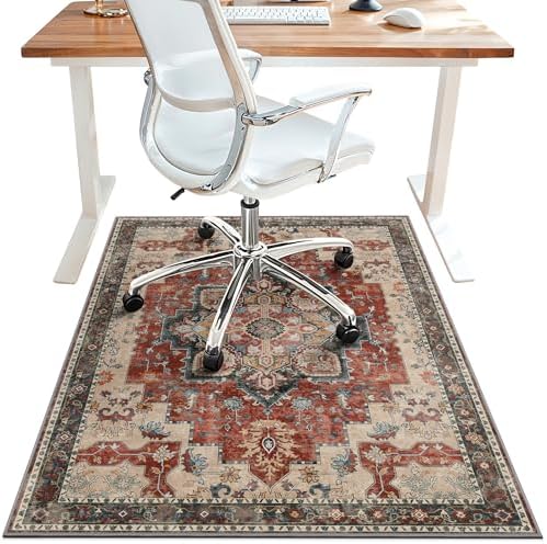 30"x48" Office Chair Mat for Hardwood Floor, Non-Slip Washable Annatto by BESBLEE