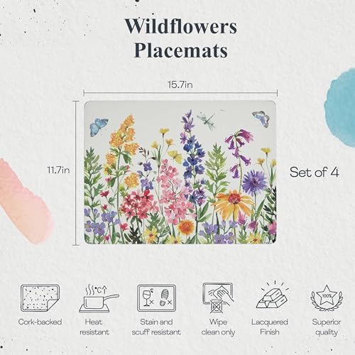 Pimpernel Wildflower Placemats, Set of 4 - Wildflowers - Image 2