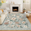 DUKINO 6x9 Area Rugs, Floral Washable Rug for Bedroom Non Slip, Sage Green by DUKINO