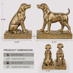 Decorative Bookends for Shelves, Labrador Dog Book Ends for Heavy Books, Lab Dog Statues Bookends for Heavy Books with Anti-Slip Base Book Holders for Home Office Decor (Gold) - Image 3